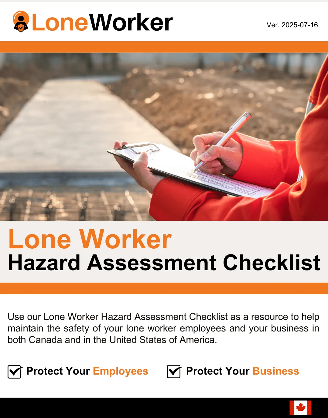 Lone worker hazard assessment checklist text read “ protect your employees, protect